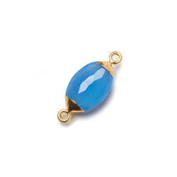 16x9mm Gold Leafed Santorini Blue Chalcedony Marquise Connector 1 bead (ONLINE ORDER ONLY)