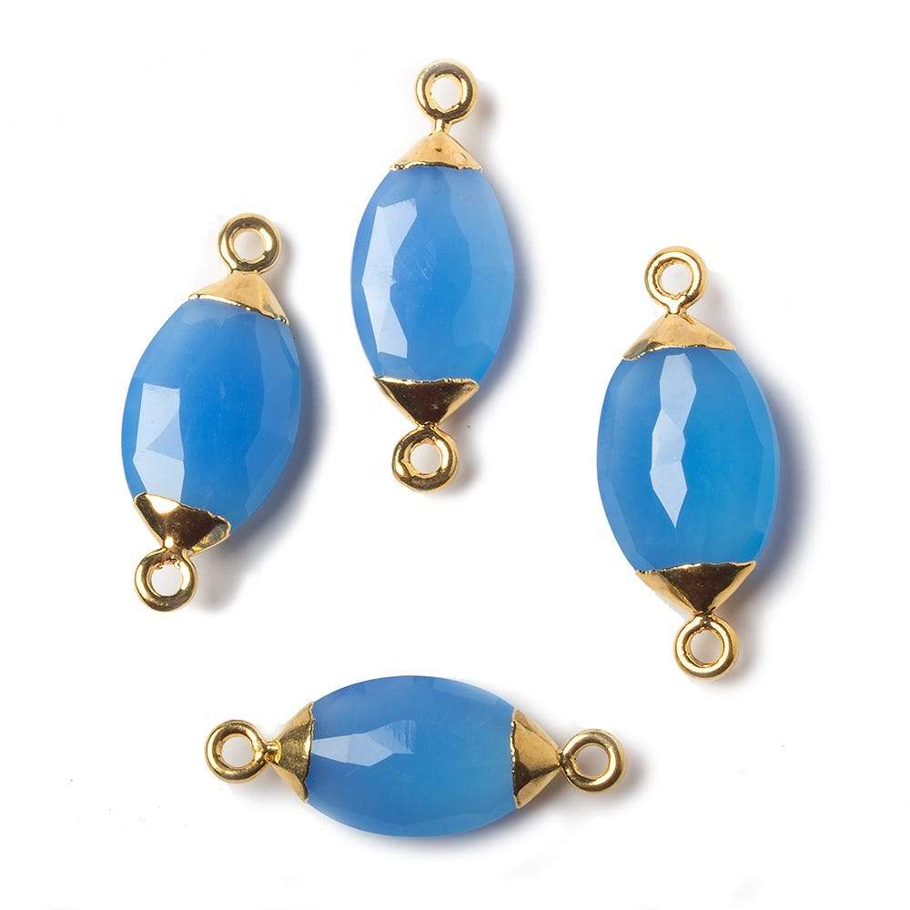 16x9mm Gold Leafed Santorini Blue Chalcedony Marquise Connector 1 bead (ONLINE ORDER ONLY)