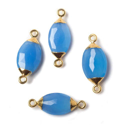 16x9mm Gold Leafed Santorini Blue Chalcedony Marquise Connector 1 bead (ONLINE ORDER ONLY)