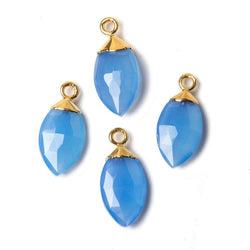 16x9mm Gold Leafed Santorini Blue Chalcedony Marquise Pendant 1 bead (ONLINE ORDER ONLY)
