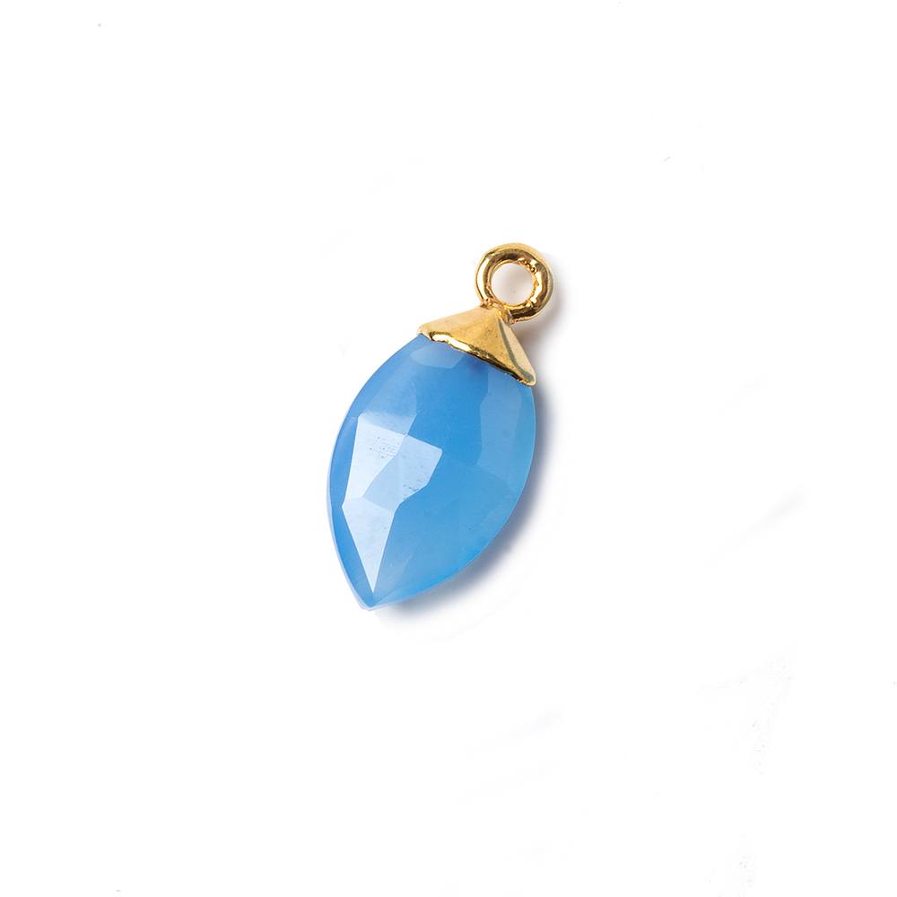 16x9mm Gold Leafed Santorini Blue Chalcedony Marquise Pendant 1 bead (ONLINE ORDER ONLY)