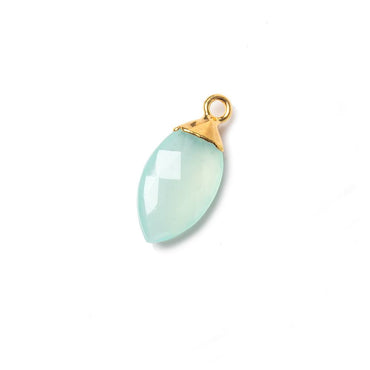 16x9mm Gold Leafed Seafoam Green Chalcedony Marquise Pendant 1 bead (ONLINE ORDER ONLY)