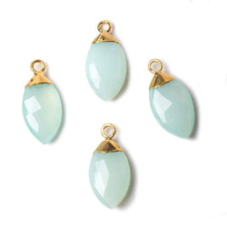 16x9mm Gold Leafed Seafoam Green Chalcedony Marquise Pendant 1 bead (ONLINE ORDER ONLY)