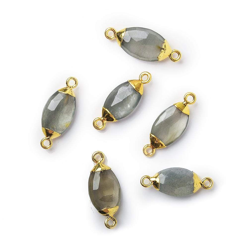 16x9mm Gold Leafed Smoky Quartz Marquise Connector 1 piece (ONLINE ORDER ONLY)