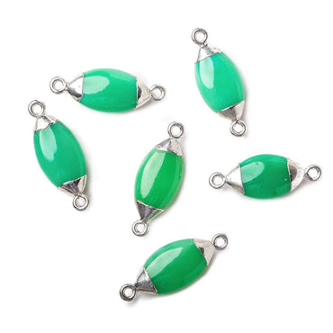 16x9mm Silver Leafed Green Chalcedony Marquise Connector 1 piece (ONLINE ORDER ONLY)