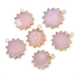 17-19mm Gold Leafed Pink Drusy Star Burst Pendant 1 focal piece (ONLINE ORDER ONLY)