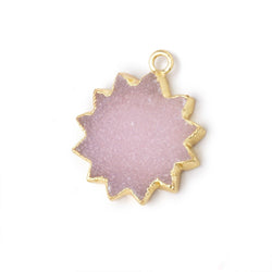 17-19mm Gold Leafed Pink Drusy Star Burst Pendant 1 focal piece (ONLINE ORDER ONLY)