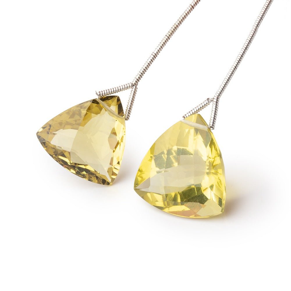 17-19mm Lemon Quartz Faceted Trillion Focal Set of 2 Beads (ONLINE ORDER ONLY)