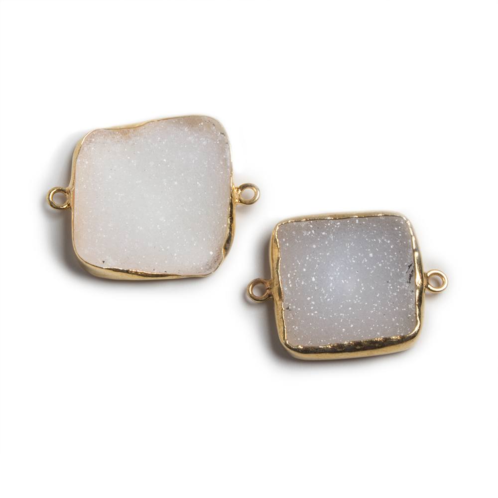17-19mm Vermeil Bezeled Square White Drusy Focal Connector Set of 2 (ONLINE ORDER ONLY)