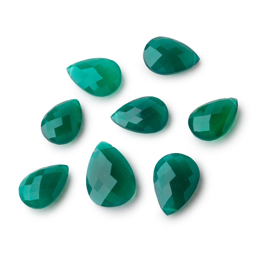 17-20mm Green Onyx Faceted Pear Focal Bead 1 piece (ONLINE ORDER ONLY)