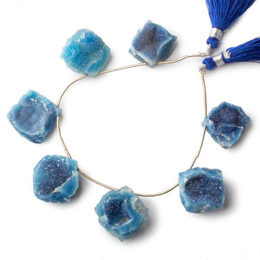 17-20mm Royal Blue Agate Hammer Faceted Drusy Square Beads 7 pieces (ONLINE ORDER ONLY)