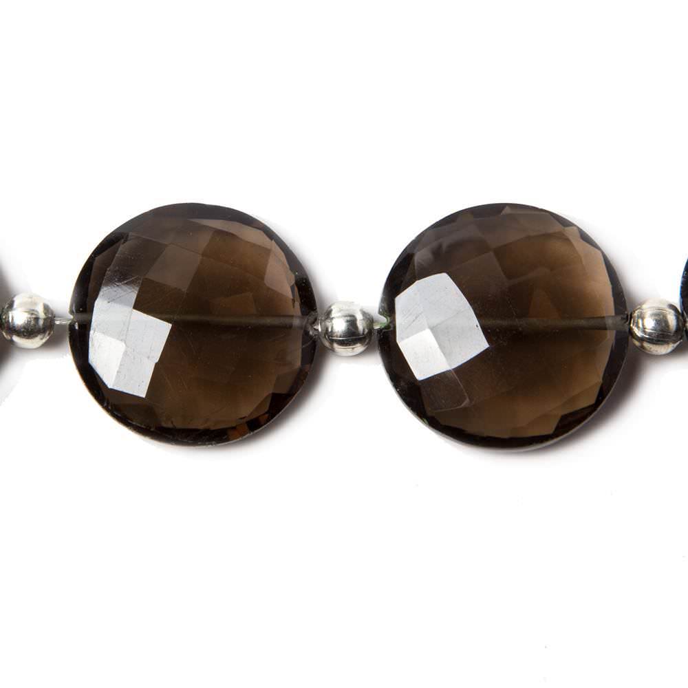 17-20mm Smoky Quartz faceted coin beads 7 inch 9 pieces (ONLINE ORDER ONLY)
