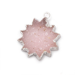 17-21mm Silver Leafed Pink Drusy Star Burst Pendant 1 focal piece (ONLINE ORDER ONLY)