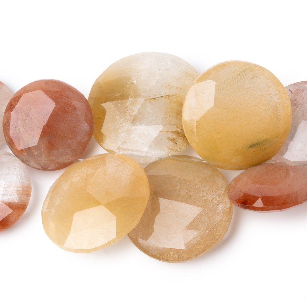 17-25mm Rutilated Quartz Top Drill Faceted Coin Beads 5 inch 13 pieces (ONLINE ORDER ONLY)