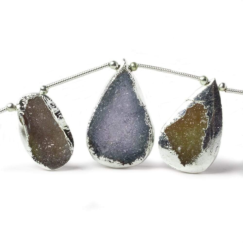 17-28mm Silver Leaf Multi Color Agate Drusy Free Shape Strand 7 inch 7 pieces (ONLINE ORDER ONLY)