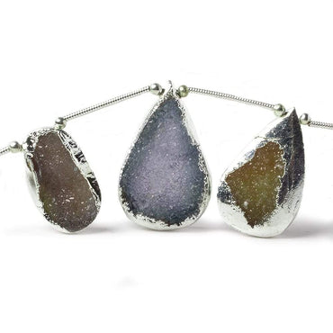 17-28mm Silver Leaf Multi Color Agate Drusy Free Shape Strand 7 inch 7 pieces (ONLINE ORDER ONLY)