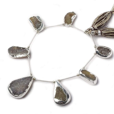 17-28mm Silver Leaf Multi Color Agate Drusy Free Shape Strand 7 inch 7 pieces (ONLINE ORDER ONLY)