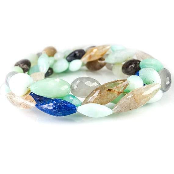 17-32mm Multi Gemstone Faceted Mix Shape Beads 48 inches 61 pieces (ONLINE ORDER ONLY)