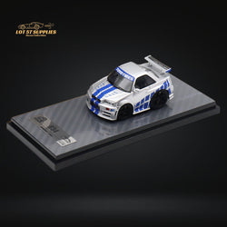 YM model X QCAR Skyline R34 Silver Blue F&F Livery Resin 1:64 (ONLINE ORDER ONLY)