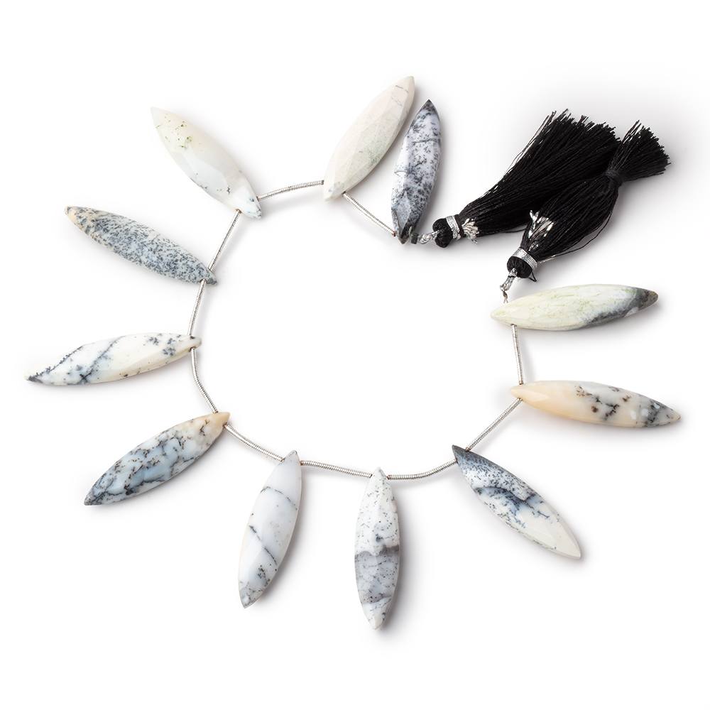 39x10mm Dendritic Opal Top Drilled Faceted Marquise 8 inch 10 beads AA (ONLINE ORDER ONLY)