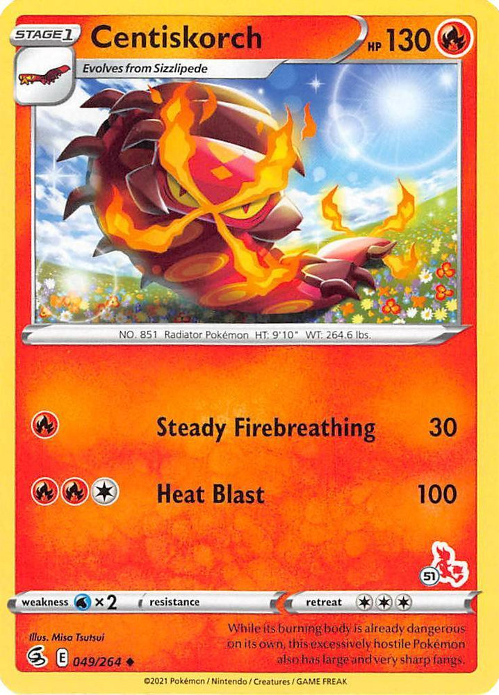 Centiskorch (49/264) (Cinderace Stamp #51) [Battle Academy 2022] (Online Only)