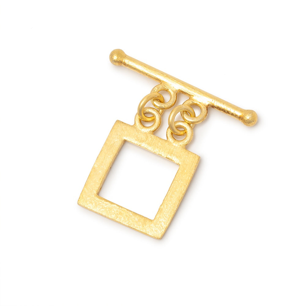 14mm Vermeil Brushed Square Double Strand Toggle 1 piece (ONLINE ORDER ONLY)