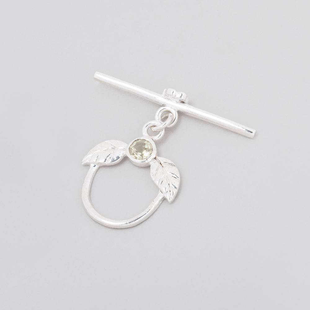 17x18mm Sterling Silver Toggle with Leaves & Lemon Quartz 1 piece (ONLINE ORDER ONLY)
