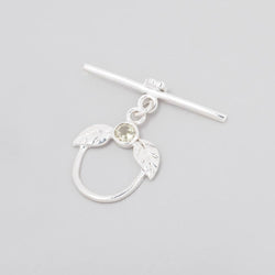 17x18mm Sterling Silver Toggle with Leaves & Lemon Quartz 1 piece (ONLINE ORDER ONLY)