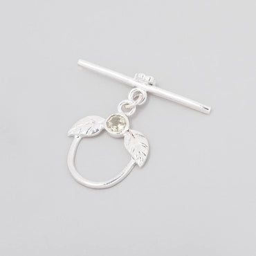 17x18mm Sterling Silver Toggle with Leaves & Lemon Quartz 1 piece (ONLINE ORDER ONLY)