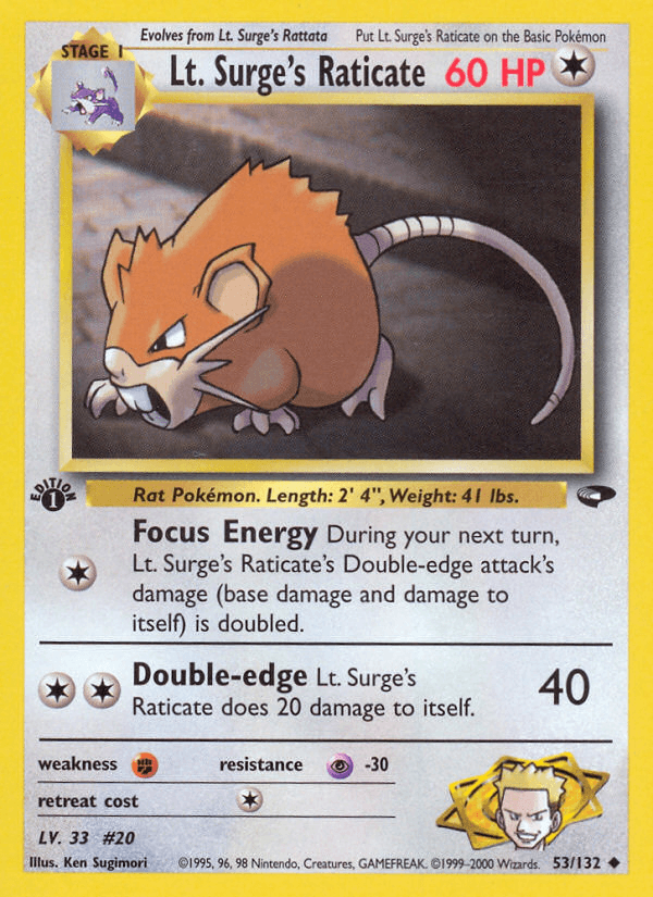 Lt. Surge's Raticate (53/132) [Gym Challenge 1st Edition] (Online Only)