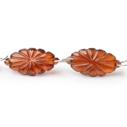 17.5-20mm Hessonite Garnet Double Drill Carved Marquise 10 Beads (ONLINE ORDER ONLY)