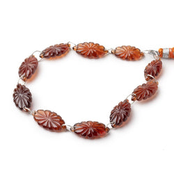 17.5-20mm Hessonite Garnet Double Drill Carved Marquise 10 Beads (ONLINE ORDER ONLY)