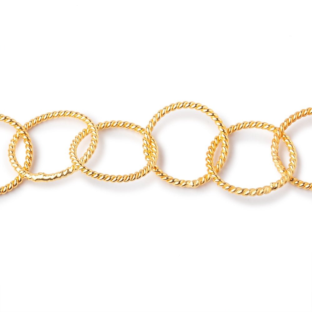 17.5mm 22kt Gold Plated Twisted Satin Round Link Chain (ONLINE ORDER ONLY)