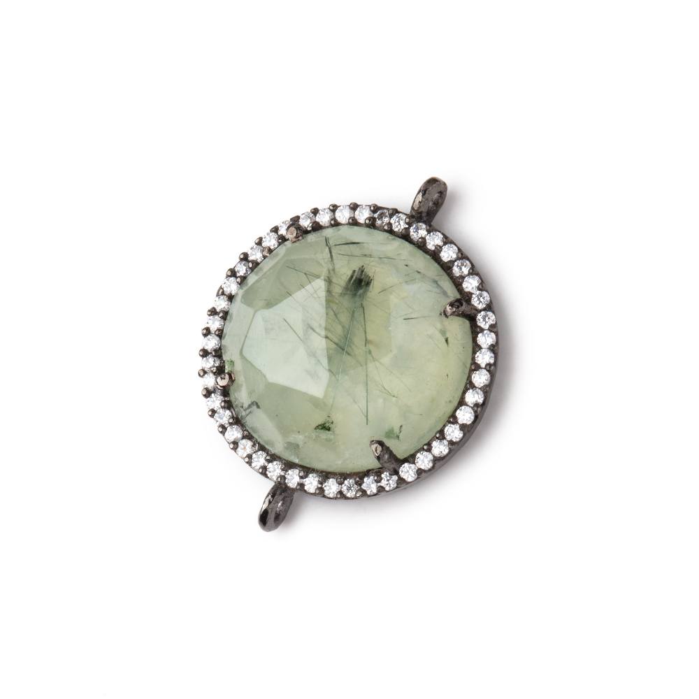 17.5mm Black Gold CZ Bezel Prehnite Coin Connector 1 Focal Bead (ONLINE ORDER ONLY)