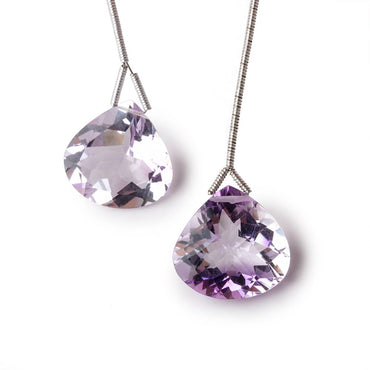 17.5mm Pink Amethyst Faceted Heart Set of 2 Focal Beads (ONLINE ORDER ONLY)