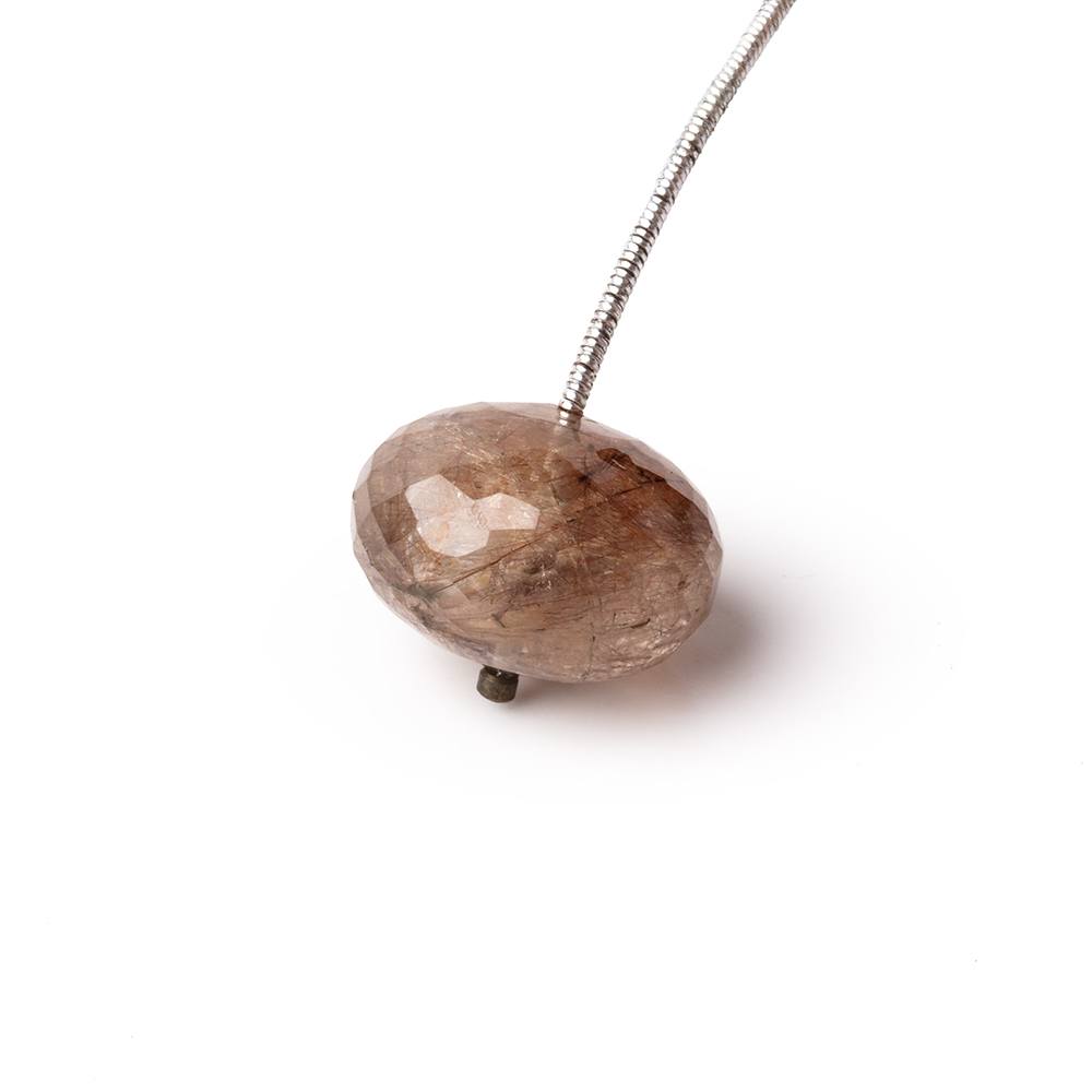 17.5mm Rutilated Quartz Faceted Rondelle Focal Bead 1 piece (ONLINE ORDER ONLY)