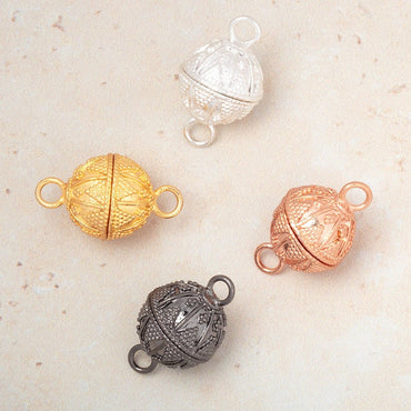 17.5mm Triangular Miligrain Design Round Magnetic Clasp 1 piece (ONLINE ORDER ONLY)