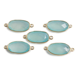 17.5x10mm Vermeil Bezeled Aqua Chalcedony faceted oval Connector 1 piece (ONLINE ORDER ONLY)
