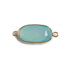 17.5x10mm Vermeil Bezeled Aqua Chalcedony faceted oval Connector 1 piece (ONLINE ORDER ONLY)