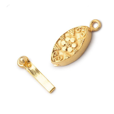 17.5x9mm 22kt Gold Plated Floral Marquise Box Clasp 1 piece (ONLINE ORDER ONLY)