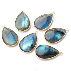 30x21mm Vermeil Bezel Labradorite Plain Pear Pendant 1 piece (ONLINE ORDER ONLY)