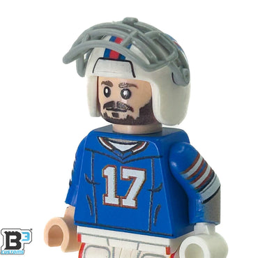#17 QB Bills Football Player Minifig made using LEGO parts - B3 Customs (Online Order Only)