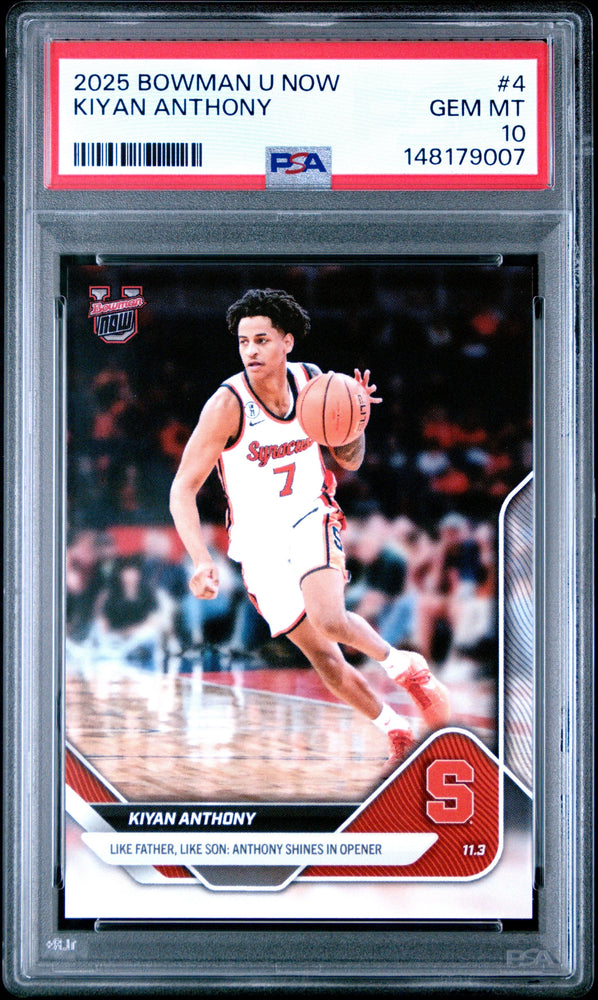 Graded 2025 Topps Bowman U Now Kiyan Anthony #4 Rookie RC Basketball Card PSA 10 Gem Mint