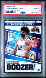 Graded 2025 Leaf Cameron Boozer #1 /439 Rookie RC Basketball Card PSA 10 Gem Mint