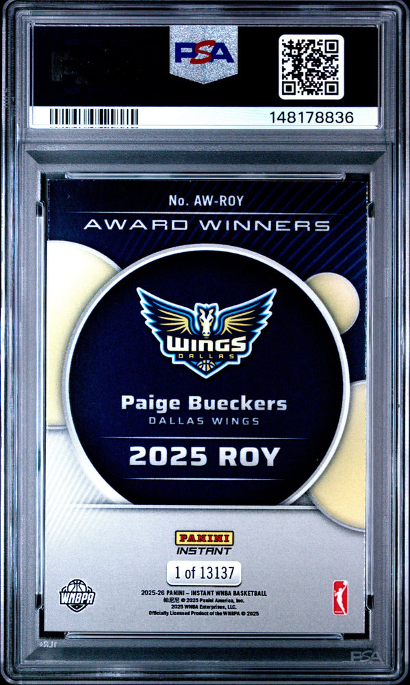 Graded 2025 Panini Instant Paige Bueckers #ROY Rookie RC Basketball Card PSA 9 Mint