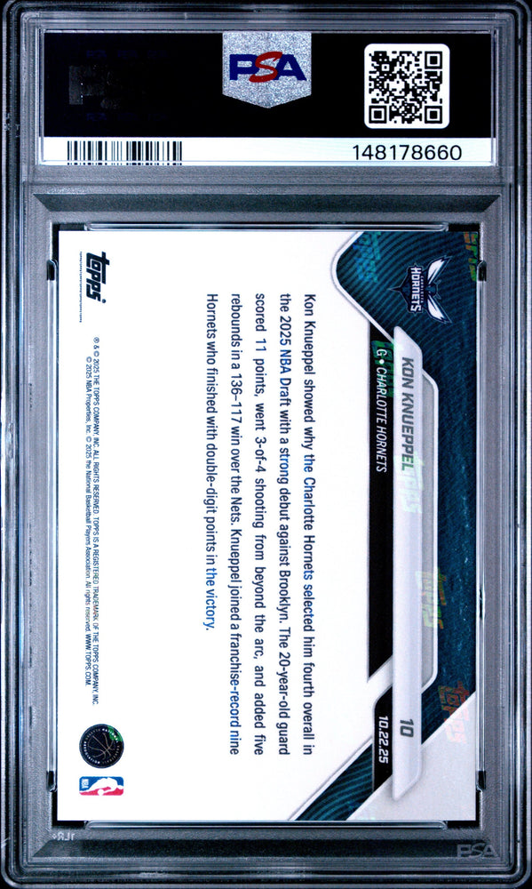 Graded 2025 Topps Now Kon Knueppel #10 Rookie RC Basketball Card PSA 10 Gem Mint