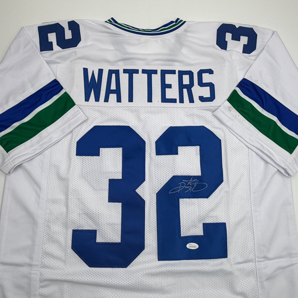 Autographed/Signed Ricky Watters Seattle White Football Jersey Beckett BAS COA