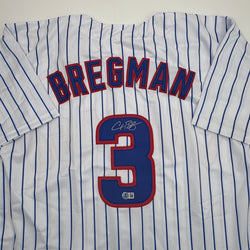 Autographed/Signed Alex Bregman Chicago Pinstripe Baseball Jersey Beckett BAS COA