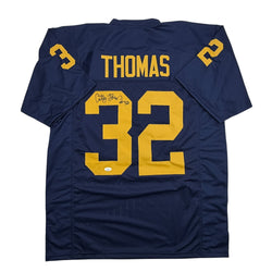 Autographed/Signed Anthony Thomas Michigan Blue College Football Jersey JSA COA