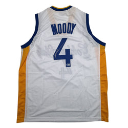 Autographed/Signed Moses Moody Golden State White Basketball Jersey Beckett BAS COA